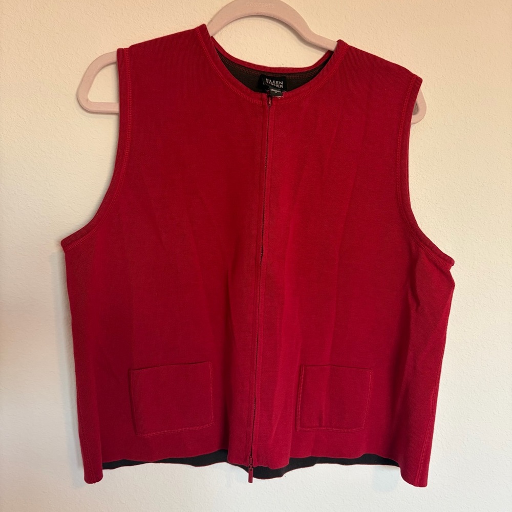 Eileen Fisher Red Double Zip Vest